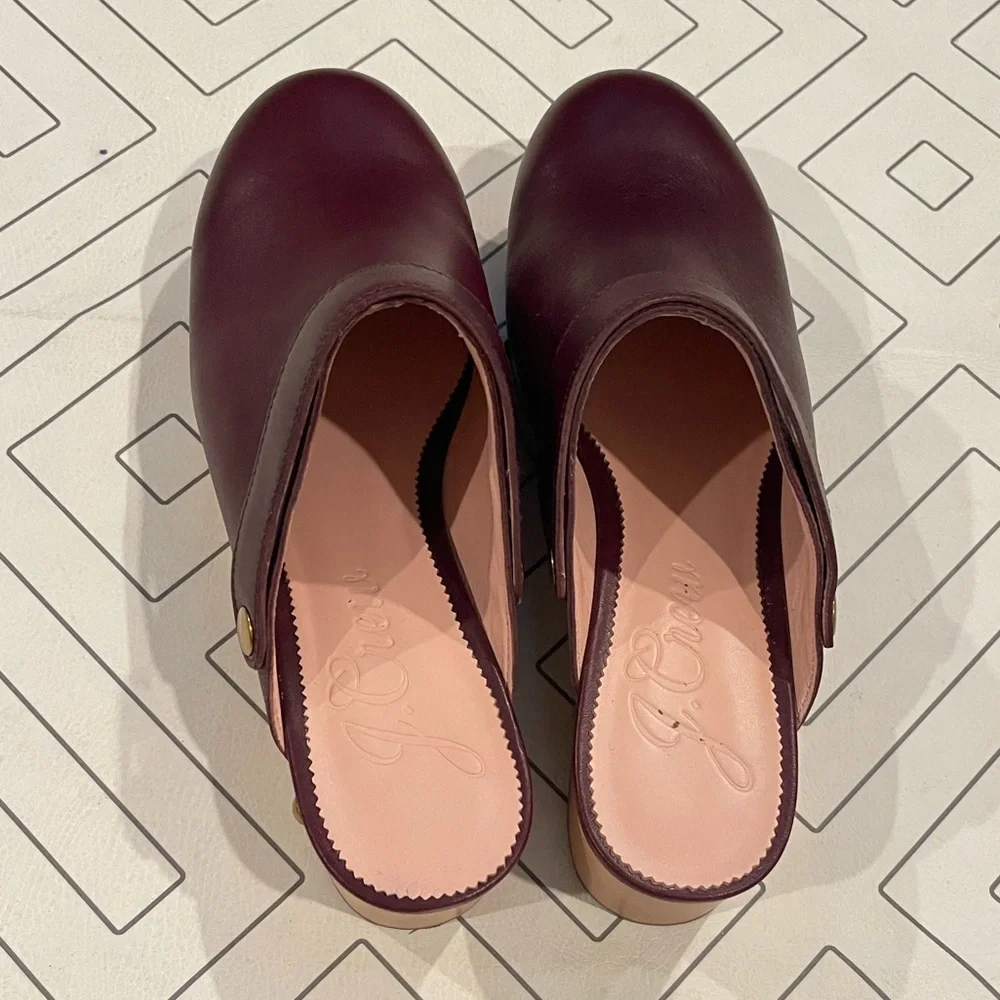 J. Crew Burgundy Leather Studded Mules - Picture 5 of 13